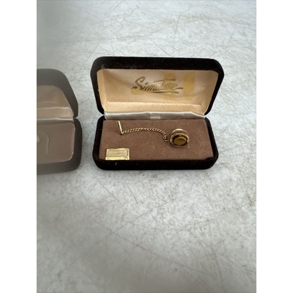 Foster Cultured Pearl Tie Pin Genuine Stone Pin Set Of Two In Box - Picture 5 of 6